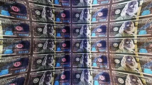 Abstract Inverted 100 Dollar Bills Corporate Finance Looping Background