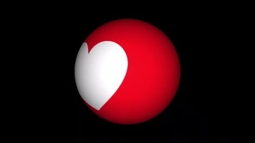 3D Rotating Heart Reveal in Red Sphere