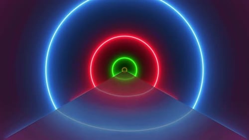 Flight Inside Tunnel, Neon Light Abstract Background (2)