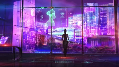 Fond Android et NFT aux couleurs de science-fiction HD