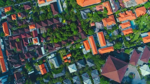 Aerial View Of The Roofs Of A Small City By The Ocean