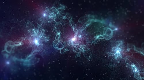 Futuristic Glowing Particle Nebula in Deep Space