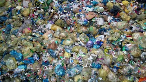 Aerial View of Vast Plastic Waste Pile