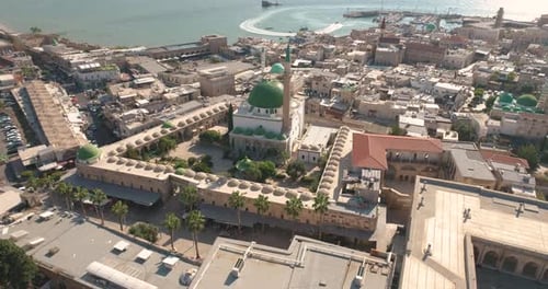 Aerial view of view Old City of Acre, Acre, Israel.