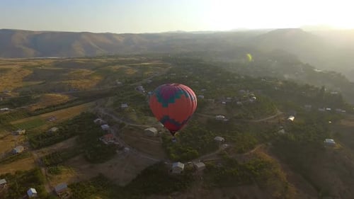 Breathtaking Panoramic View of Hot Air Balloon Landing at Halidzor Village