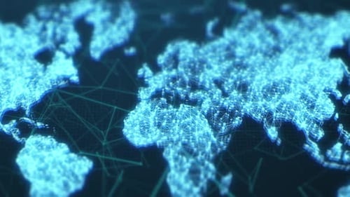 Digital World Map Global Network Animation