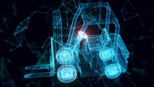 Forklift Hologram Close Up 4k