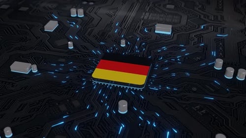 Drapeau de l'Allemagne sur le circuit imprimé du chipset