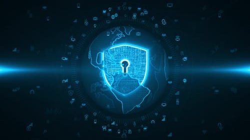 Futuristic Global Network Security Digital Animation