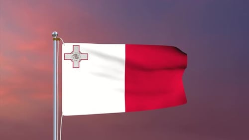 Malta National Flag Waving in Realistic Animation