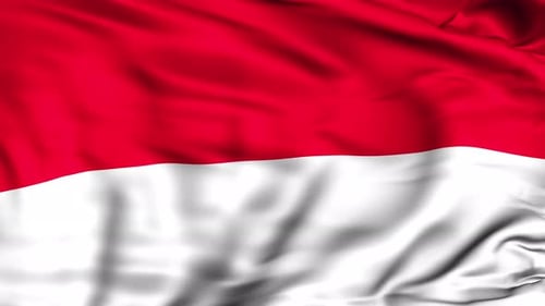 Realistic Waving Flag of Monaco or Indonesia Seamless Loop