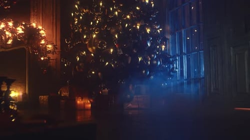 Christmas Tree with Gifts in Cozy Home