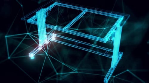 Adjustable Working Table Hologram Close Up 4k