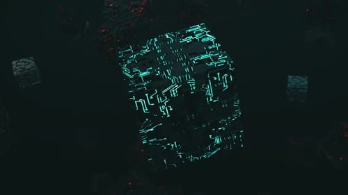 Abstract 3D animation of a green cubes