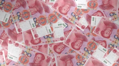 Animated Chinese Yuan 100 Banknotes Shifting Background