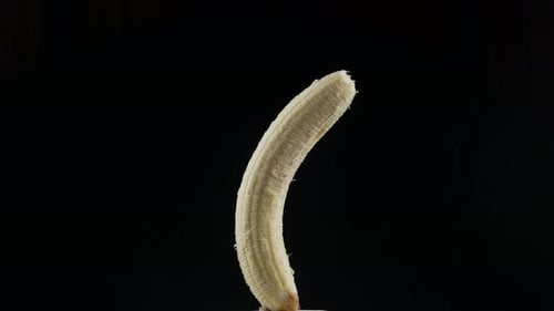 Close up fresh ripe banana rotate, Backgrounds textures.