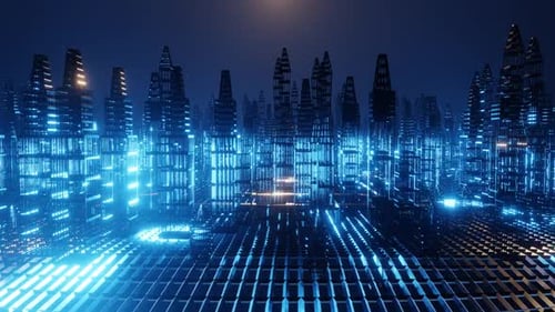 HD Neon Cyberpunk City Flythrough | Futuristic Science Fiction City Background