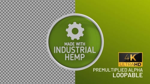 Animated 3D Industrial Hemp Badge with Rotating Gear