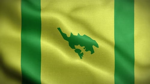 Realistic Waving Flag with Green Map and Stripes