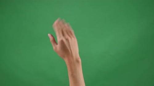 Hand Push Pulm Touch On Green Screen Background