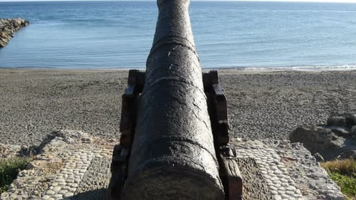 Old Cannon of an Old Fortress in the Coast