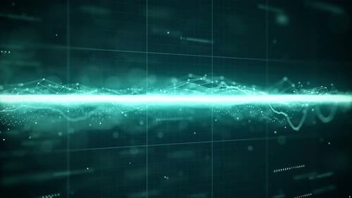 Futuristic Glowing Digital Stream on Network Grid