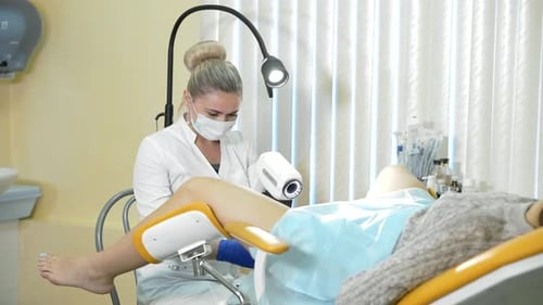 Patient and Doctor in the Gynecologist`s Office