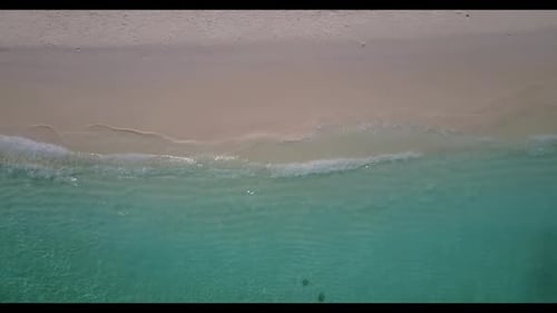 Aerial drone nature of paradise shore beach journey by clear sea with white sand background of a pic