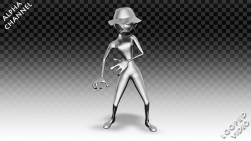 3D Silberne Frau - Cartoon-Rock-n-Roll-Tanz