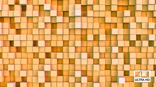 Animated Wall of Golden Geometric Cubes Loop