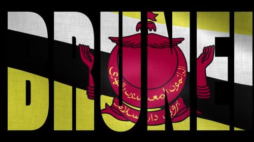 Animated Text Mask Reveals Waving Brunei National Flag