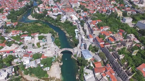 Aerial view of Mostar city in Bosnia