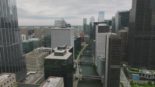 Modern Business Area with Glass Buildings