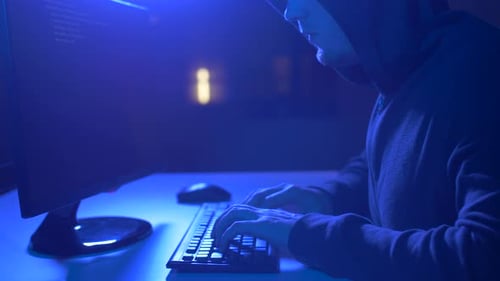 Hacker Using Computer Virus for Cyber Attack