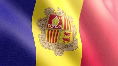 Realistic Andorra Flag Waving Seamless Loop Animation