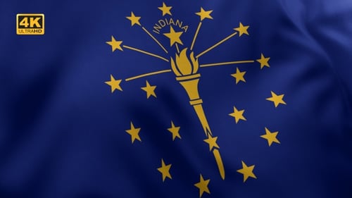 Realistic Waving Indiana State Flag Loop