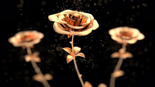 Goldene Rosen blühen mit Partikeln