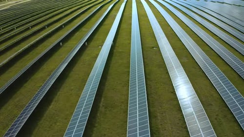 Top View of a Solar Power Station Renewable Energy Solar Panels