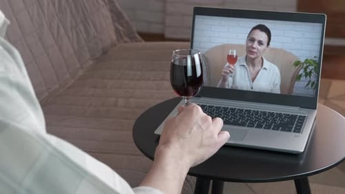 Video Call With Wine At Home