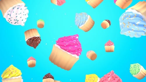 Sweet Floating Cupcakes Animated Background Loop