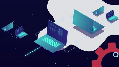 Futuristic Network Connection with Flowing Data Animation