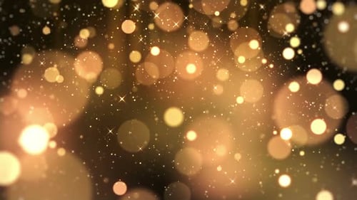Animated Golden Bokeh Lights and Glitter Particles Background
