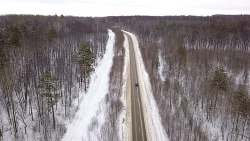 Car On Winter Road