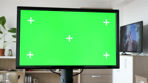 Personal Computer with Big Green Screen Chroma Mockup