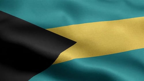 Bahamas National Flag Waving in Realistic Fabric Animation