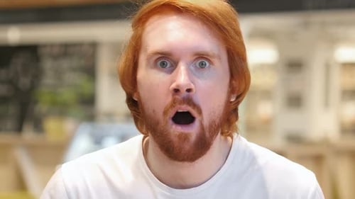 Man Expresses Shock and Surprise Close-Up