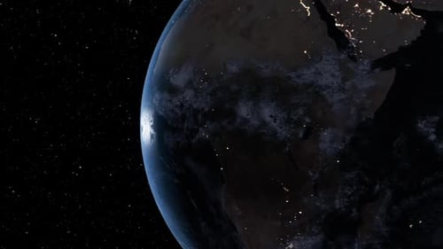 Realistic 3D Earth Rotating in Space with Day and Night Transition