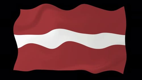 Waving Latvia National Flag with Alpha Channel Loop