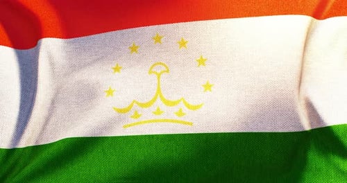 Realistic Tajikistan National Flag Waving Animation