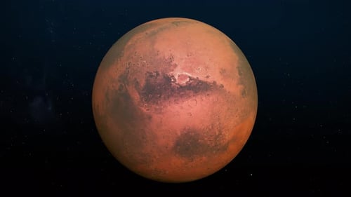 Animated 3D Mars Planet Rotating in Starry Space